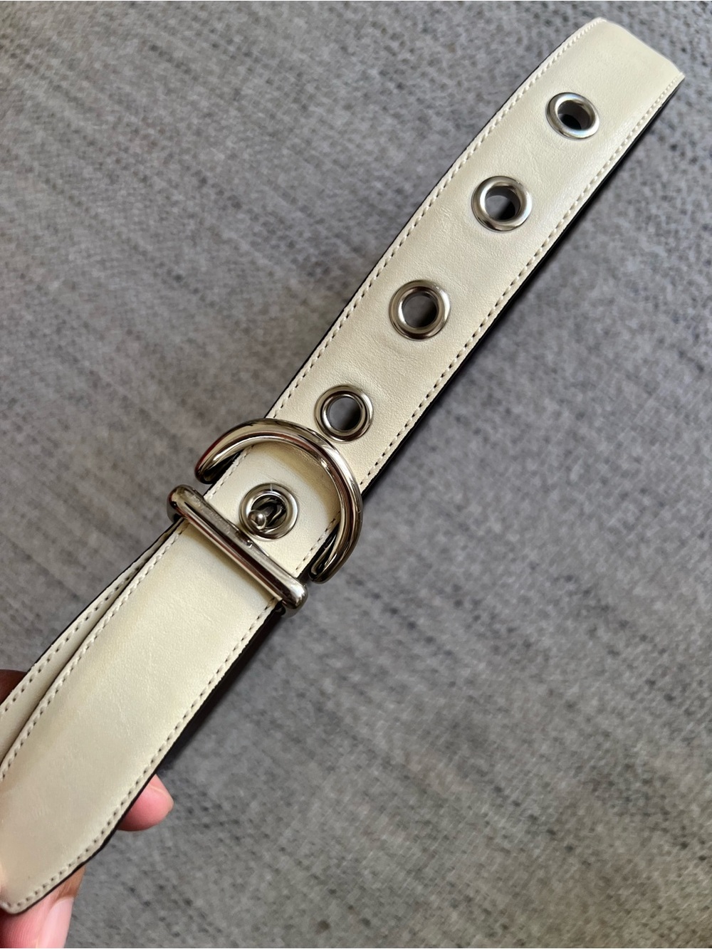 Coach Cream Leather Belt with Silver Grommets